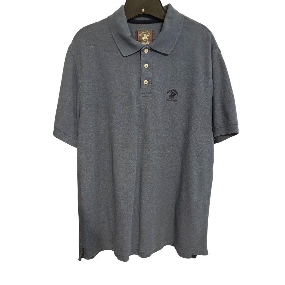 Beverly Hills Polo Club‎ Polo Shirt Top Men's Shirt Size Large Gray Medium FLAW